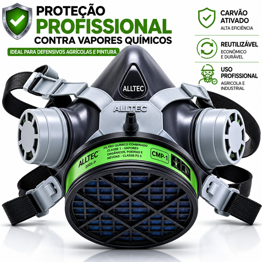 Máscara Para Aplicar Veneno Defensivo Agricola Alltec 1/4 Com Filtro 2001P