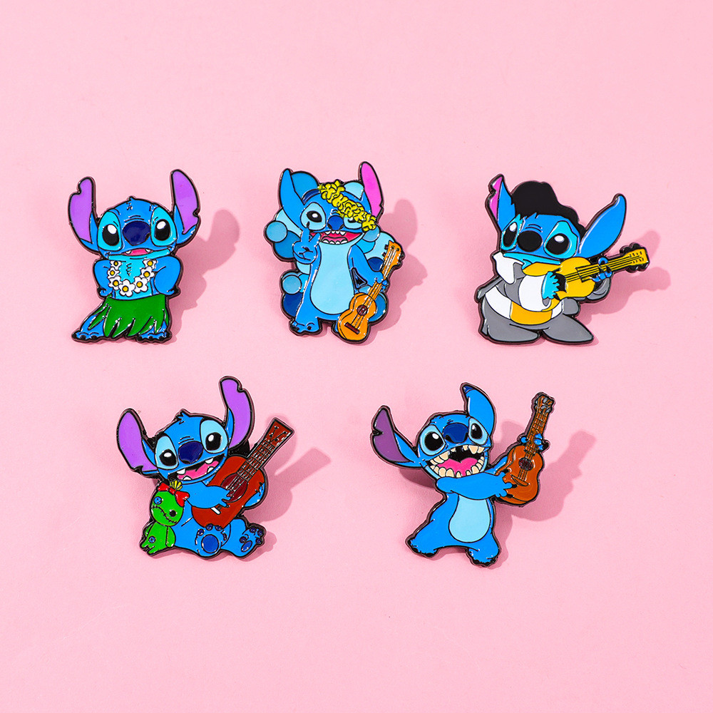 5 Pçs/Set Bonito Ponto Jogando Guitarra Metal Emblema Hula Saia Liga Broche Pin