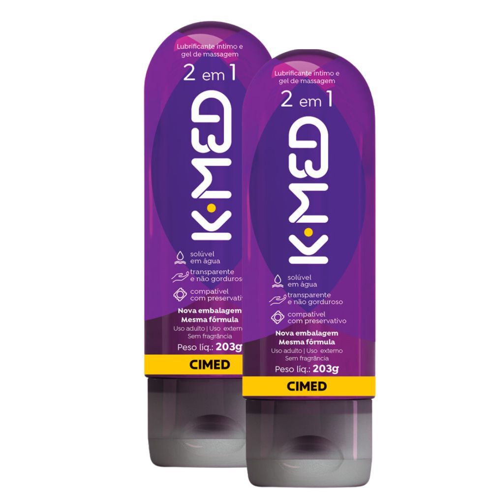 Kit 2 Gel Lubrificante Íntimo K-Med 2 em 1 com 203g