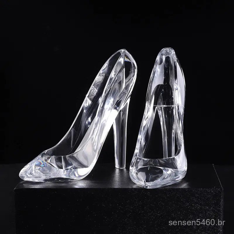 Sapato de Cristal da Cinderela, Sapato de Salto Alto Transparente de Acrílico, Figuras Decorativas para Casamento, Prese