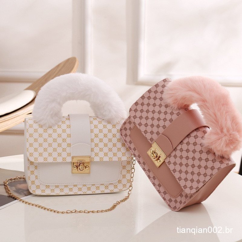 Nova bolsa, bolsa pequena, bolsa feminina, bolsa de mão impressa para mulheres, bolsa de ombro de pelúcia 2023, bolsa me