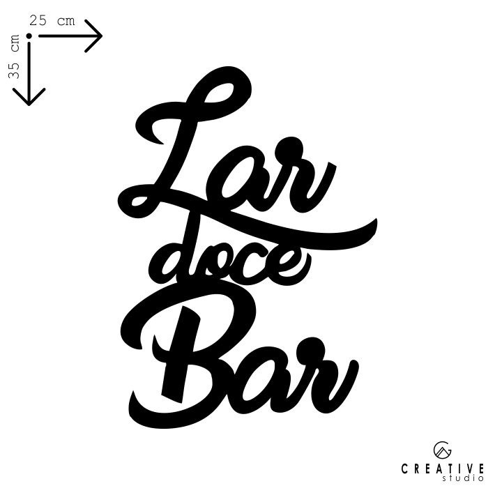 Aplique de parede palavra decorativa Lar Doce Bar em MDF 25x35cm Decorativo Quarto sala Preto CORTE A LASER