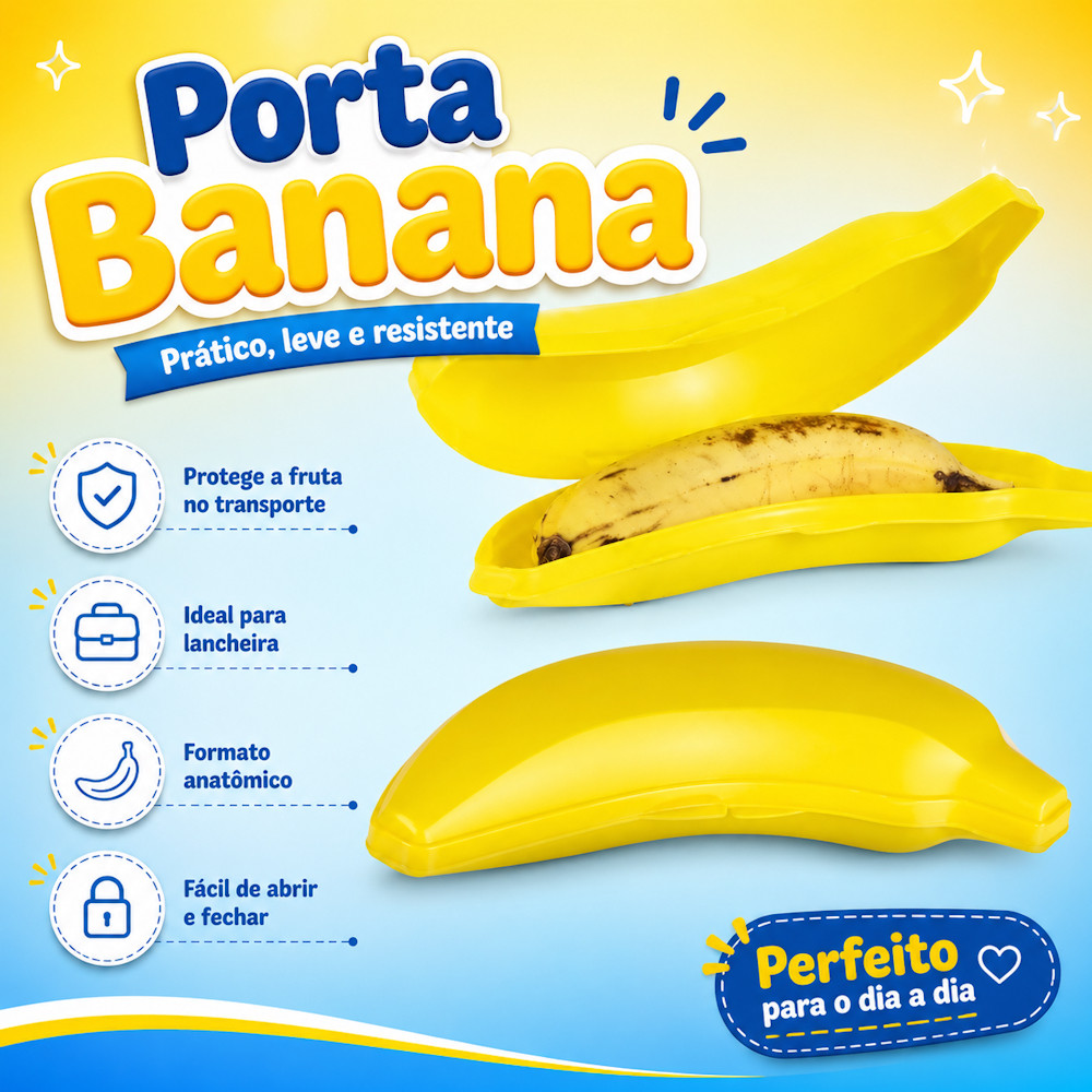 Kit de Porta Mix de Banana Pote Levar Não Amassar Banana Bolsa Lancheira Marmita Escola Trabalho Atacad Revend