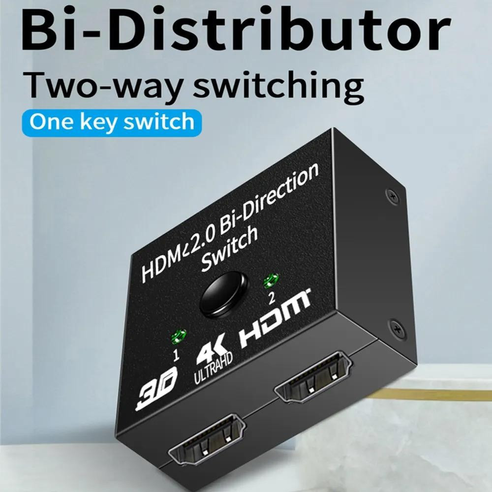 Interruptor De Direção Bi HDMI 2.0 4K 60HZ Divisor 1x2 2x1 Novo Conversor Adaptador Duplo De 2 Portas Suporta Ultra HD 4