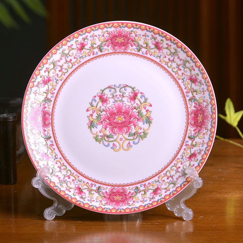 Jingdezhen prato doméstico de cerâmica estilo chinês osso China prato plano prato profundo esmalte colorido sopa de arro