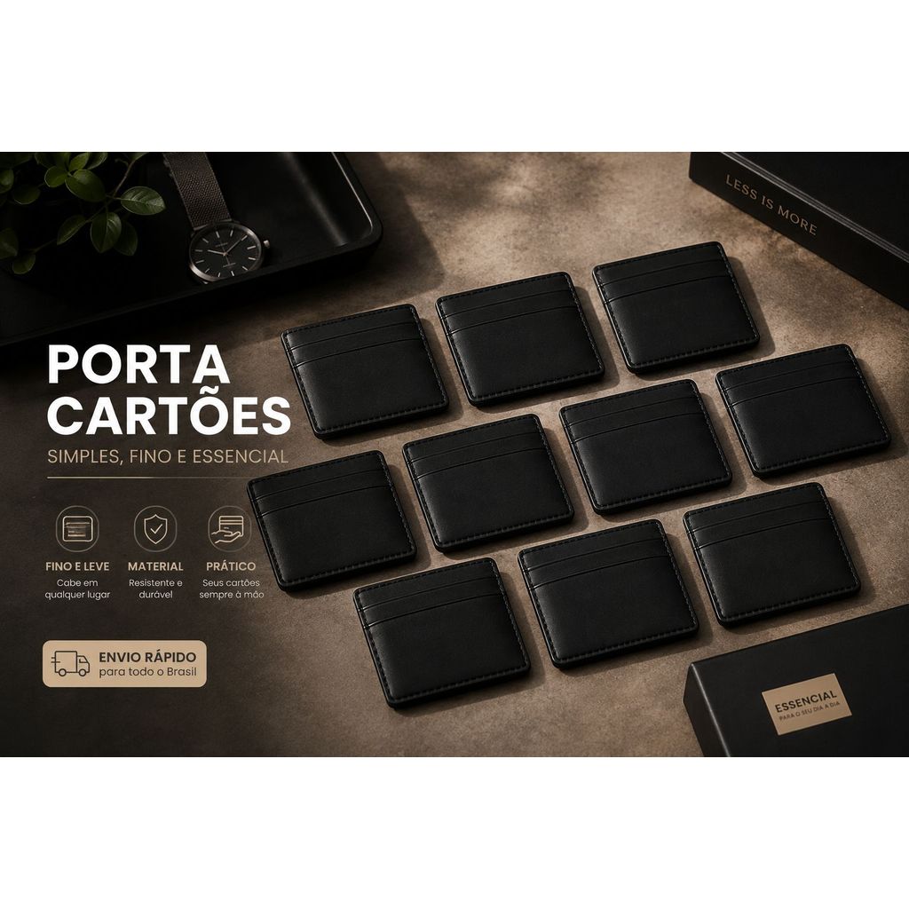 KIT porta cartao Slim Masculina Couro 5 ,10 ou 20 Unidades - Porta Cartão Lembrança Padrinhos Casamento