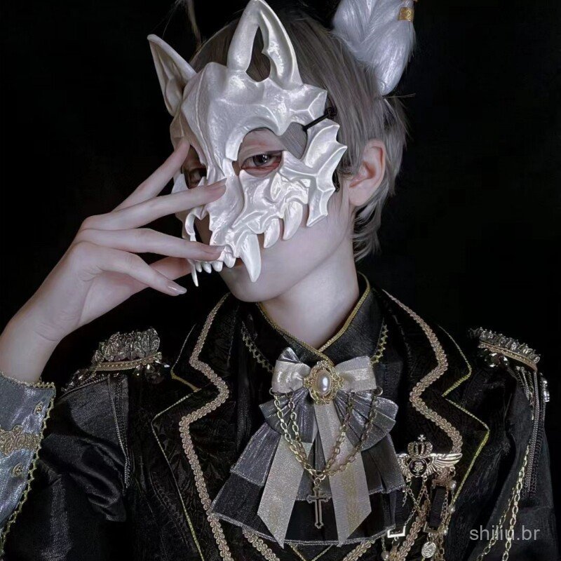 Nova máscara de horror para festa de máscaras de Halloween, máscara de caveira 2D para fantasia de cosplay, máscara de m
