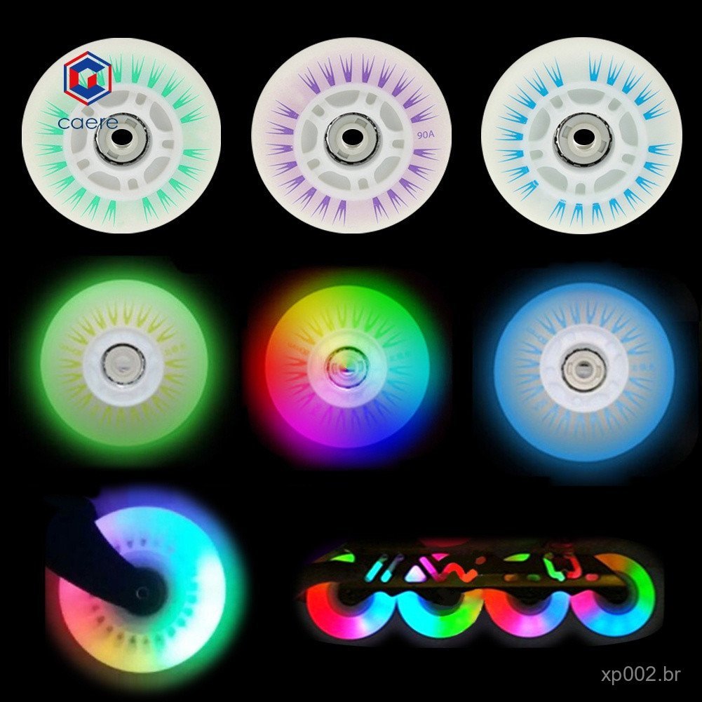 (Caere) 4 Peças de Patins com Luzes LED Luminosas Piscantes 76 / 80mm para Patins de Rodas SHUD