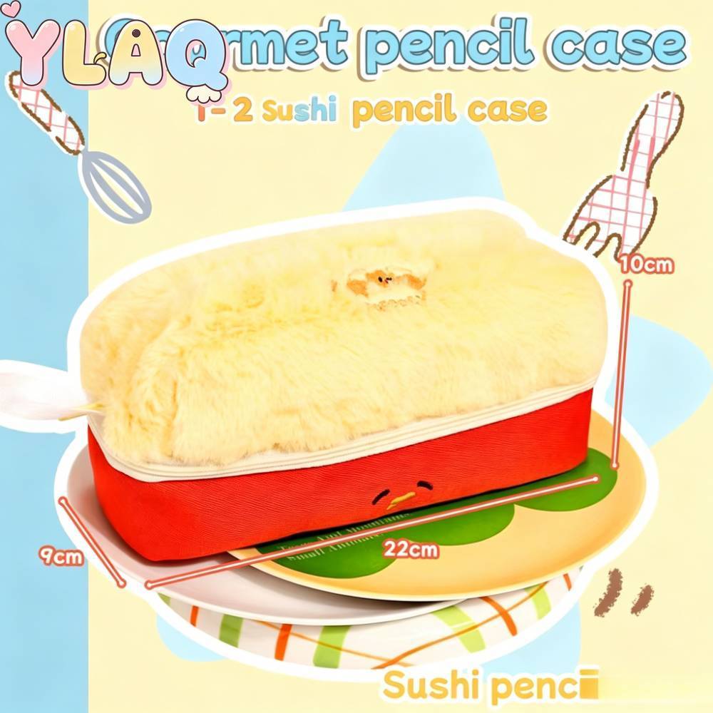 Bonito Sushi Pelúcia Lápis Caso Dos Desenhos Animados Comida Caneta Bolsa Organizador De Papelaria Para Estudantes Da Es