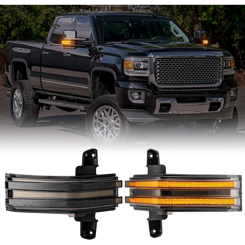 Luz de Sinalização Lateral LED Compatível com Sierra/Silverado 1500 2500HD 3500HD 2014-2019, Luz de Sinalização Sequenci