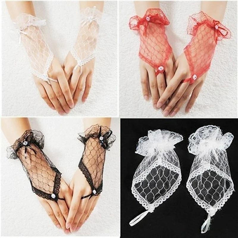 1 Par Sexy Renda Pulso Sem Dedos Festa De Casamento À Noite Nupcial Luvas Curtas Vestido Acessório Feminino