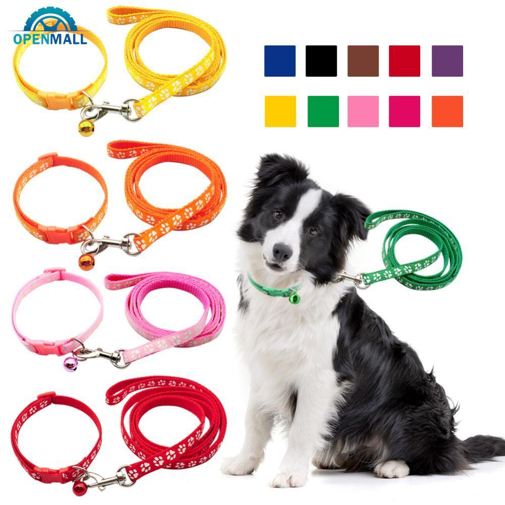 OPENMALL Conjunto De Coleira E Arnês Para Animais De Estimação De 1.2 M , Corrente Cães Com Estampa De Pata Fofa Gatos P