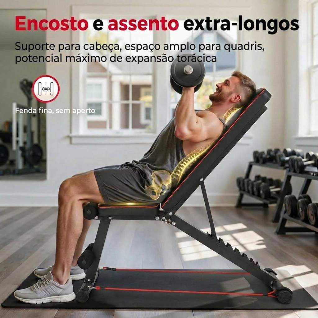 Banco de Musculação Ajustável Banco Supino Inclinado Dobrável Academia em Casa 120KG