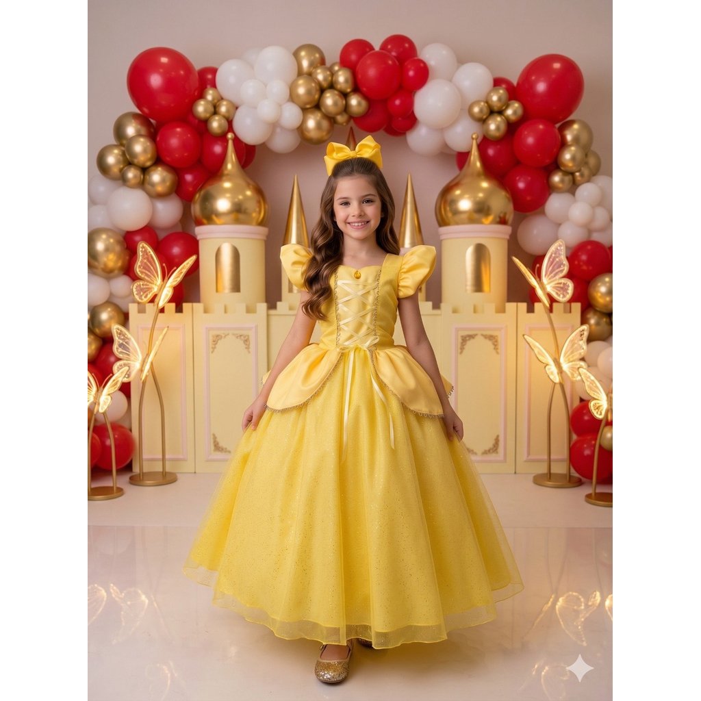 Fantasia/ Premium Vestido Mini Miss Longo A Bela e a Fera