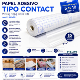 Papel Adesivo Tipo Contact Cristal Transparente 45cm x 5 ou 10 Metros
