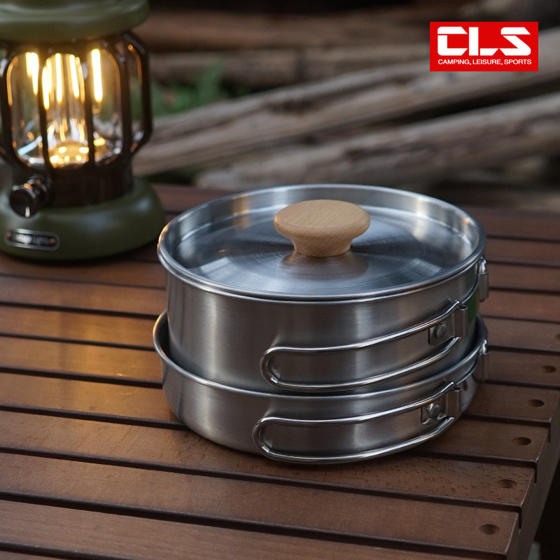 Conjunto de Utensílios de Cozinha para Acampamento e Piquenique, Panela Dobrável de Aço Inoxidável 304 para Montanhismo