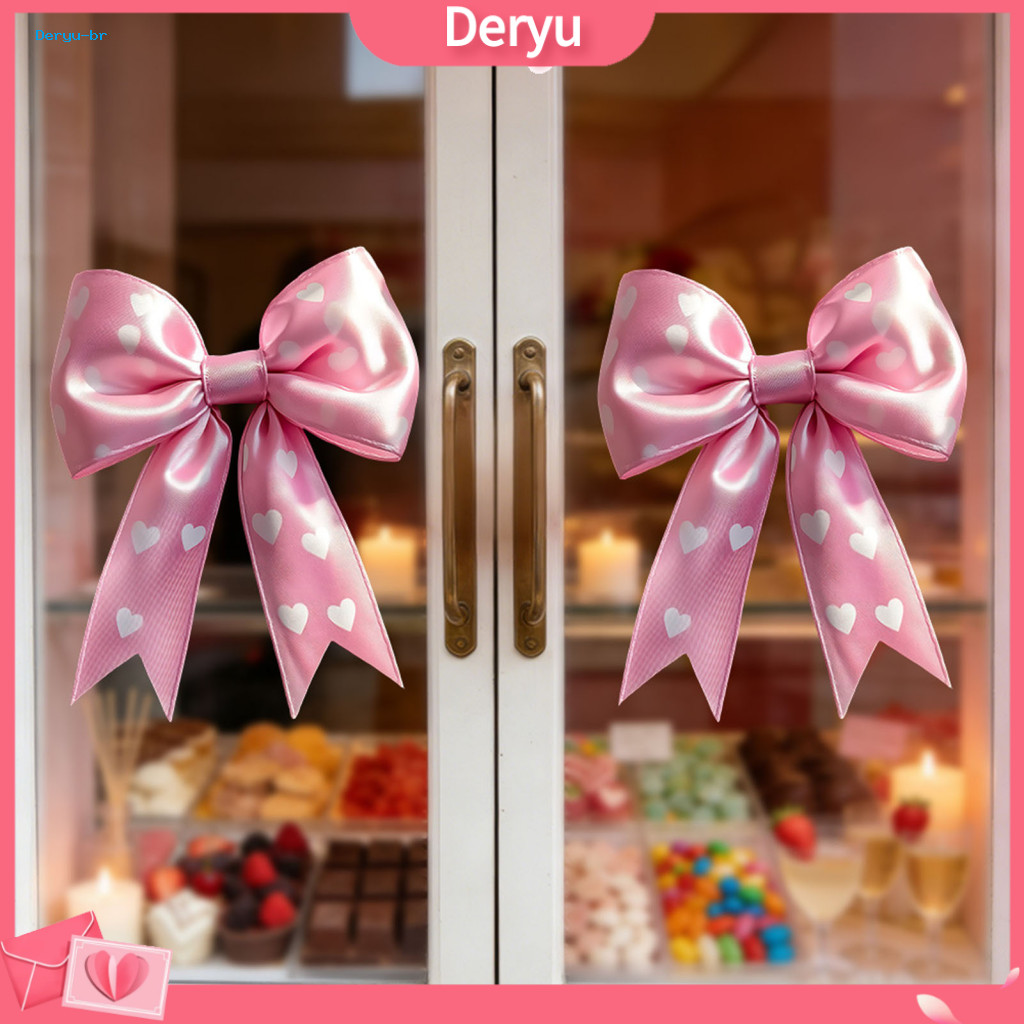 Bow Window Sticker Durable Pet Valentine’s Day Clings Pink Static Stickers Reusable Decorative Decals for Wedding Anni