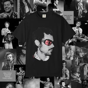 Camiseta Masculina Feminina Oversized Estampa Rosto Harry Styles Óculos Rosa, T-shirt Streetwear Vintage Unissex