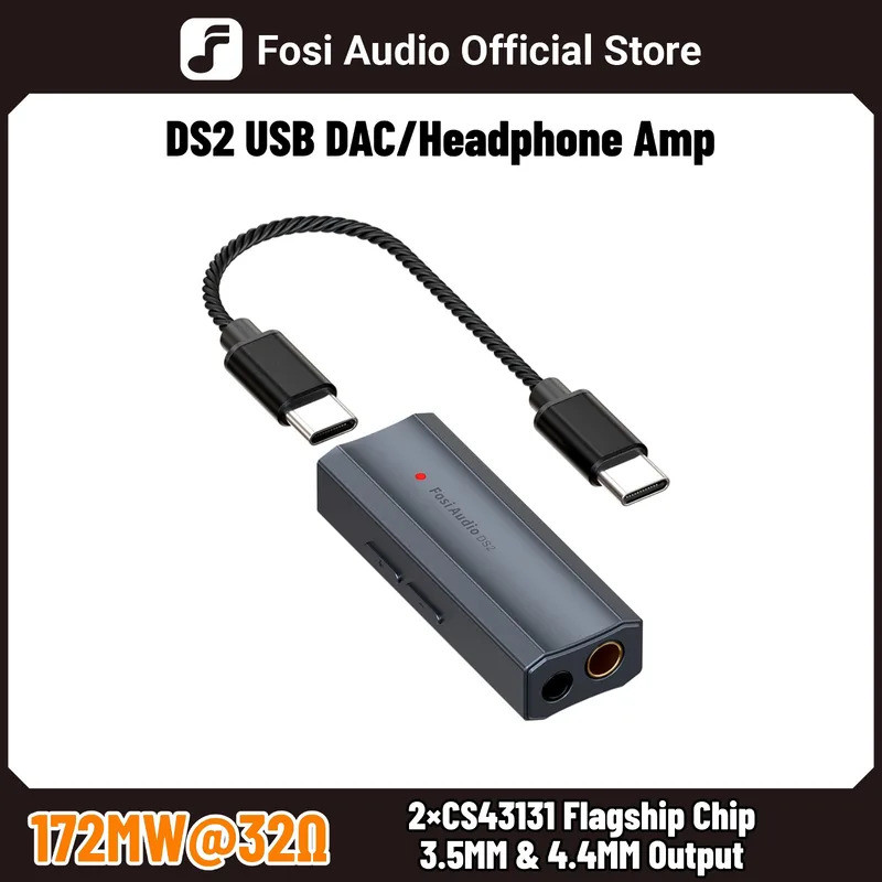 Fosi Audio DS2 Mini Áudio USB DAC Dongle Amplificador De Fone De Ouvido DSD Decodificador Amp Suporte 32bit/384kHz Com 3