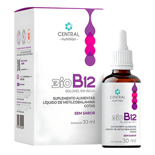 Central Nutrition Vitamina B12 Bio B12 30ml Central Nutrition Gotas Sem Sabor 30ml