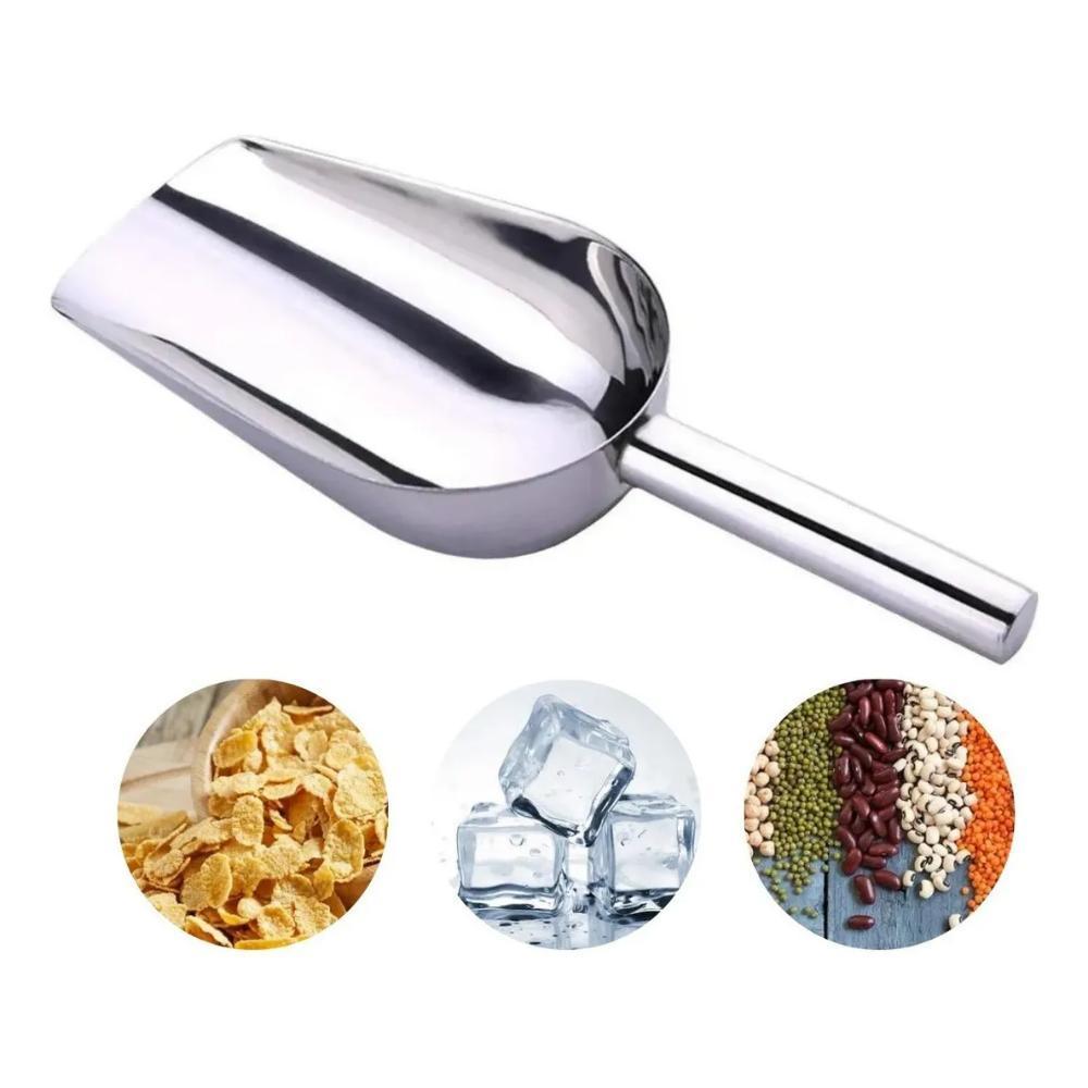 PÁ DOSADORA MULTIUSO EM AÇO INOX CONCHA MEDIDORA PARA GRÃOS CEREAIS TEMPEROS GELO DOCES COZINHA