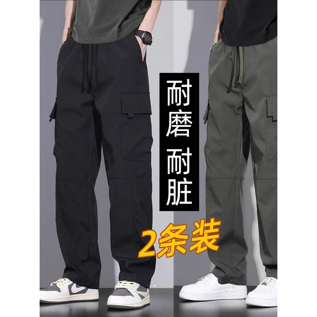 Macacão americano masculino primavera outono solto seis bolsos jaqueta reta resistente ao desgaste impermeável calças de