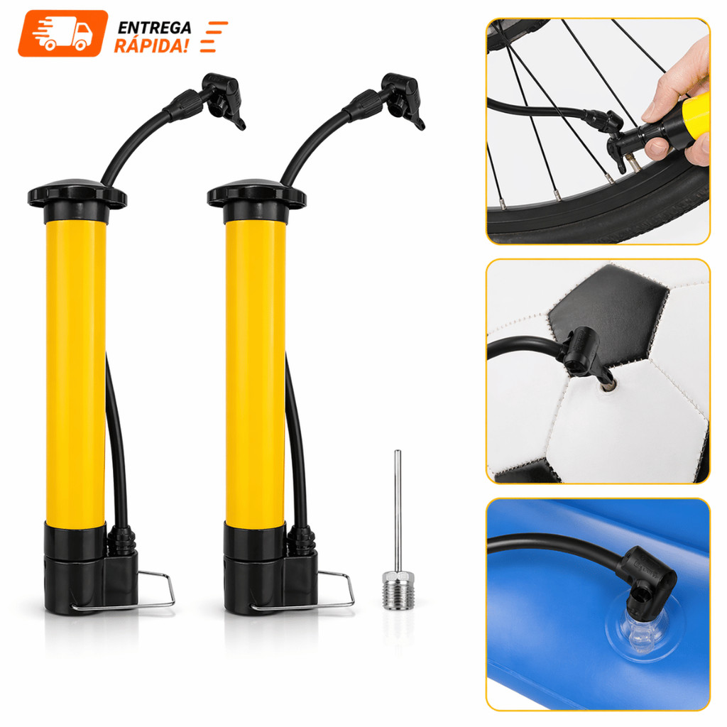 Kit 4 Bomba De Ar Vertical Encher Pneu Bike Bicicleta Boia Balão Colchão 25cm Pequena BomBinha