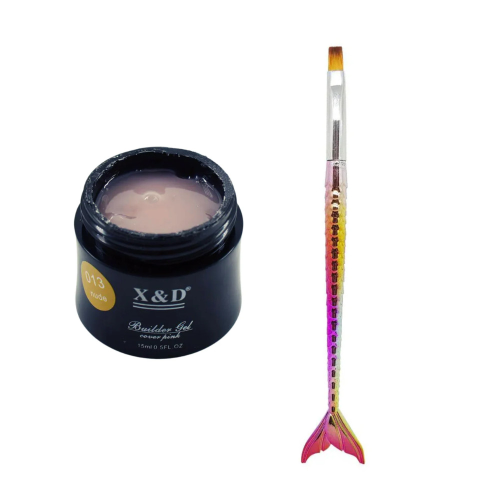 Kit Builder Gel XeD 15g Nude 13 + Pincel Reto Cabo De Sereia