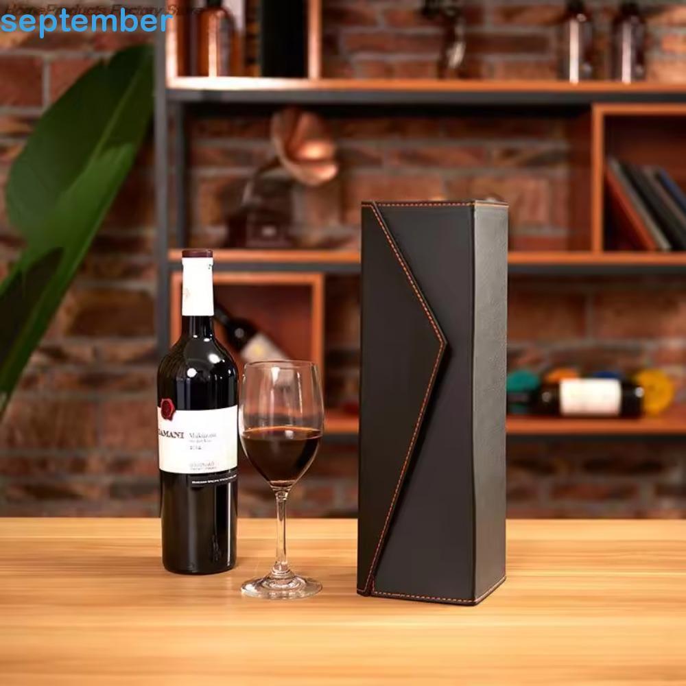 Estojo Para Garrafa De Vinho SEPTEMBERB , Caixa Tinto Dobrável De Couro PU De Pacote Único , Retangular