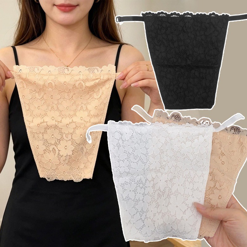 Capa Feminina De Gola De Renda De 1 A 3 Unidades-Top Tubo De Cobertura De Decote-Inserções Embrulhadas Em Sutiã-Para Rou
