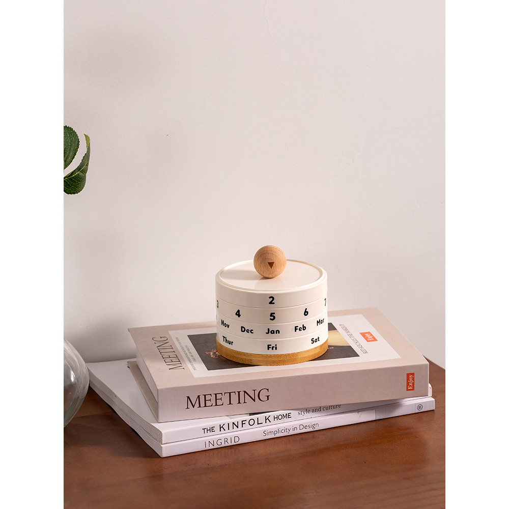 Calendário de mesa criativo rotativo calendário perpétuo presente de aniversário decoração calendário de mesa ano novo D