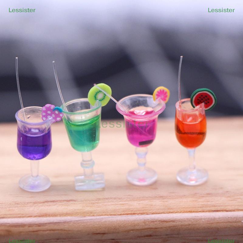 leesisters 4 Peças 1 : 6 Casa De Bonecas Em Miniatura Frutas Cotail Bebidas Copo Modelo Crianças Fingir Jogar Brinquedo