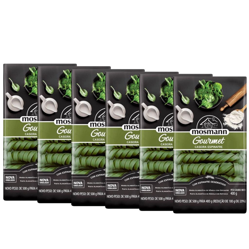 Kit 6 Massa Mosmann Caseira Espinafre 400g