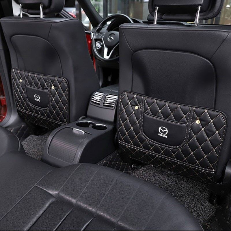 Protetor Anti-impacto para Encosto de Banco de Carro Universal em Couro com Bolso de Armazenamento para Mazda CX5 Mazda