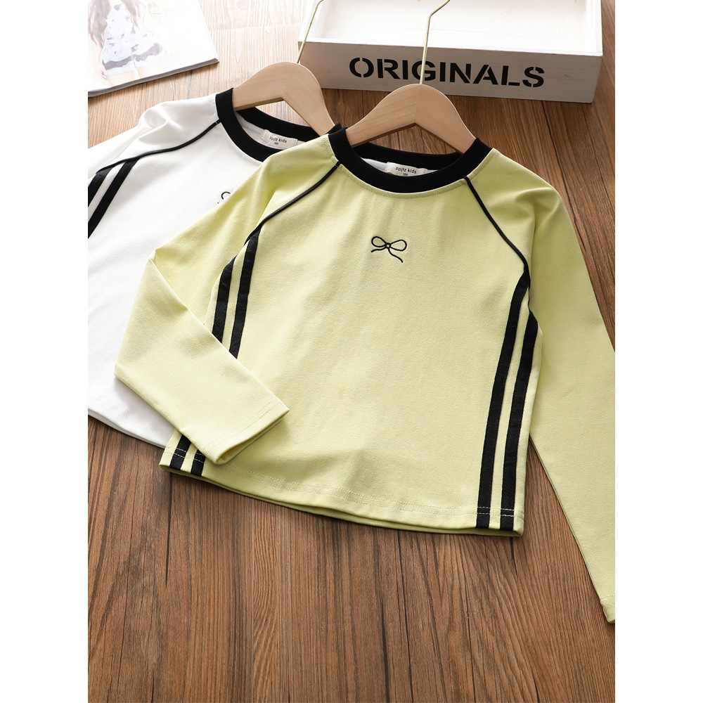Meninas estilo ocidental quente menina curto puro algodão camiseta 2026 primavera médio grande crianças versão coreana p