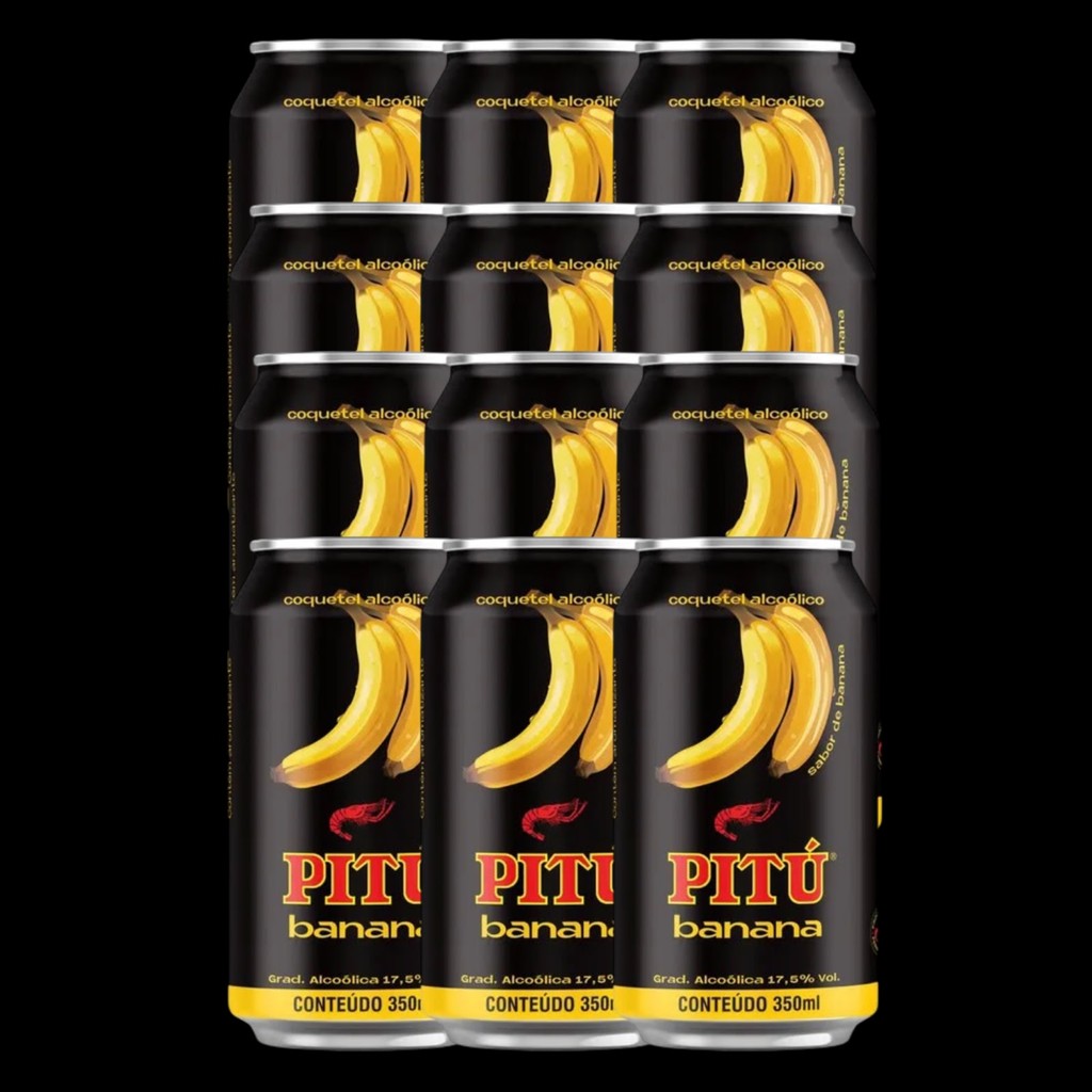 CACHACA PITU BANANA LATA 350ML KIT 12 UNIDADES