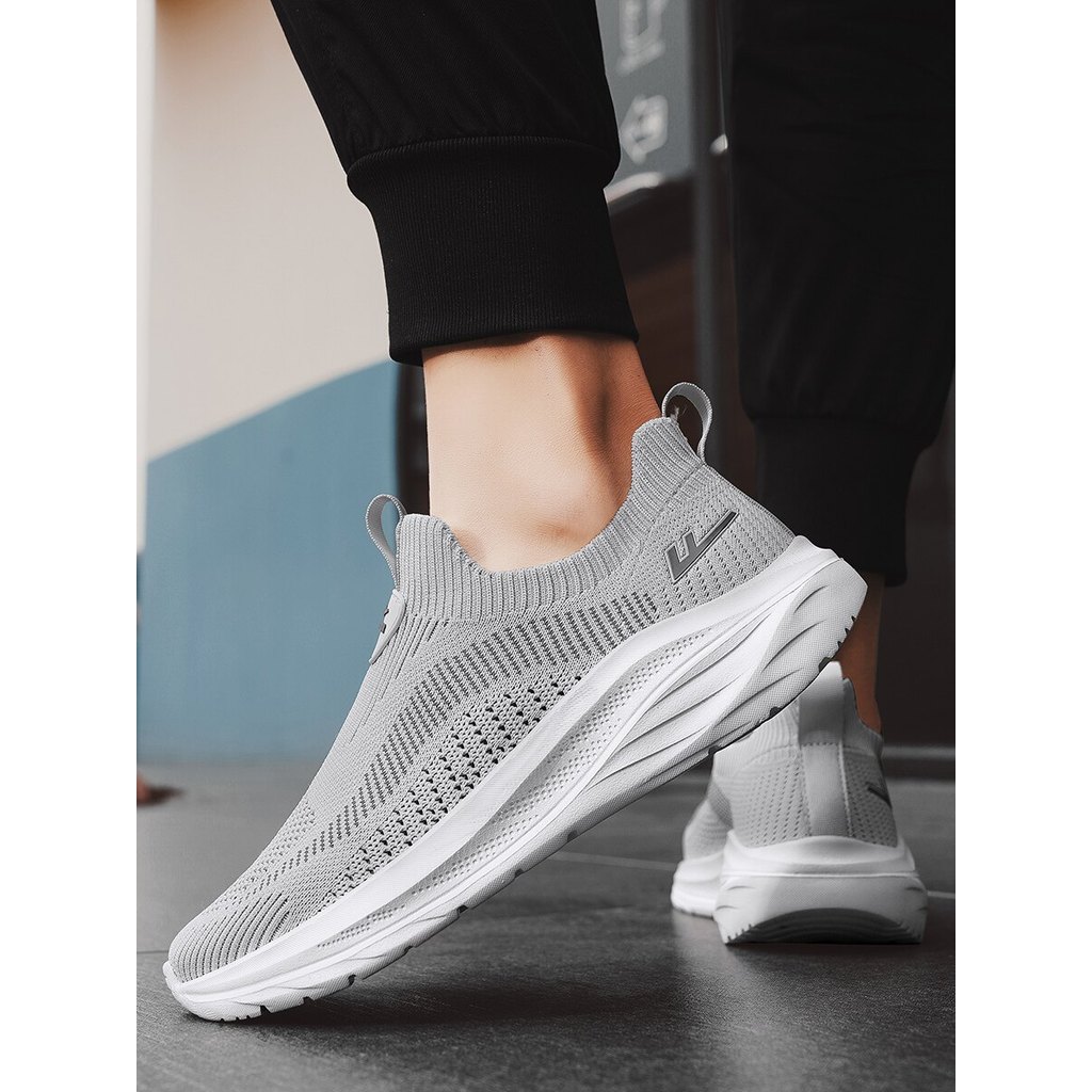 Puxar para trás sapatos masculinos verão respirável malha fina sapatos masculinos sem cadarço sapatos esportivos casuais