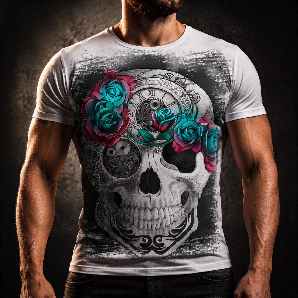 Camisa Camiseta caveira skull rosa