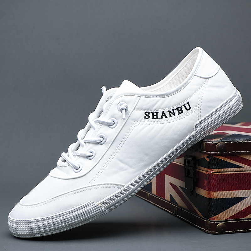 Sapatos masculinos da moda verão estudante sapatos brancos juventude respirável capa-pé sapatos de lona masculino tênis