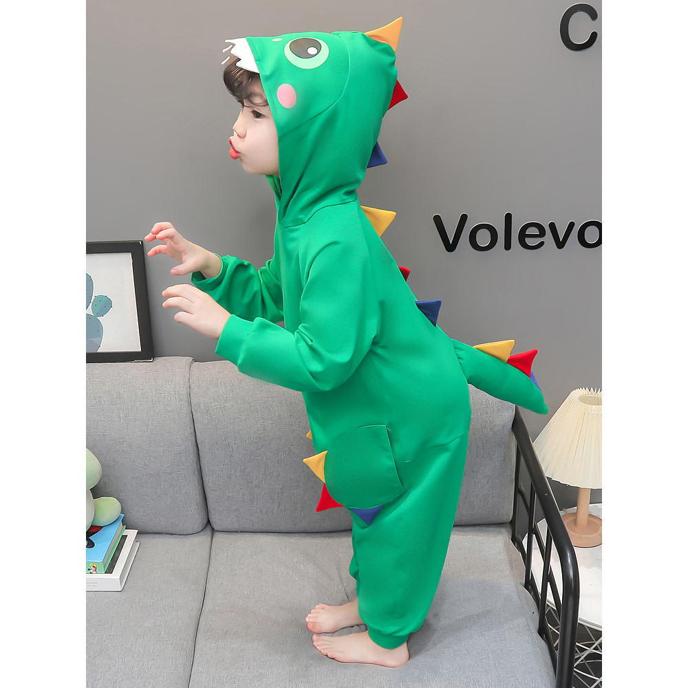 Crianças dinossauro saco de dormir meninas primavera outono manga comprida roupas para casa macacão dos desenhos animado