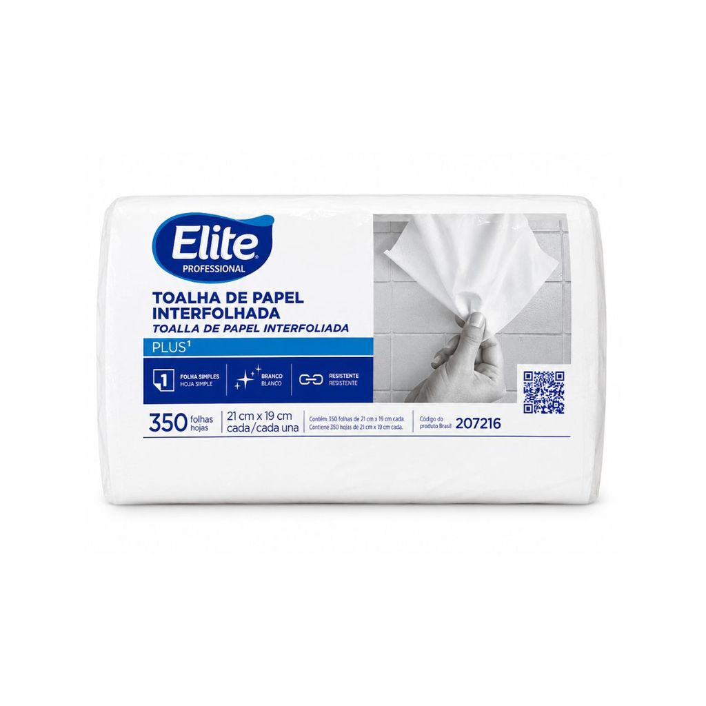TOALHA INTERFOLHA PLUS FOLHA SIMPLES 350 FOLHAS - ELITE