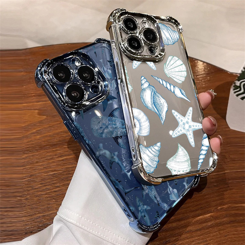 Capa De Telefone Ocean Shark Whale Jellyfish Shell Para Motorola Moto Edge 50 60 70 Fusion 5G G75 G35 G15 G77 G60 G06 G2