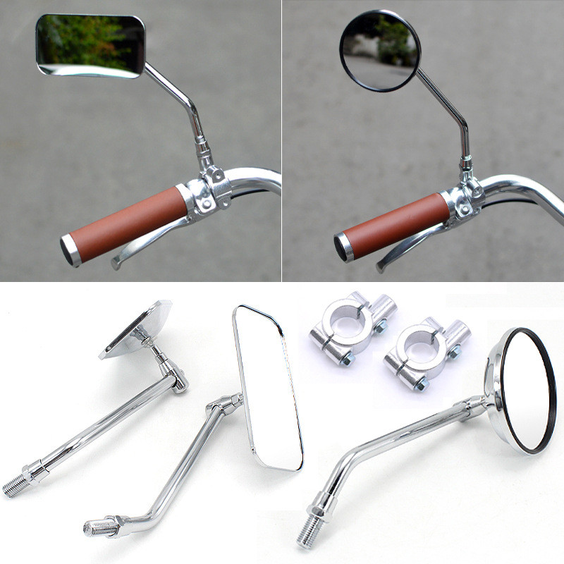 Bicicleta, bicicleta elétrica, acessórios de modificação retrô para uso diário, espelho retrovisor de metal, refletor, e