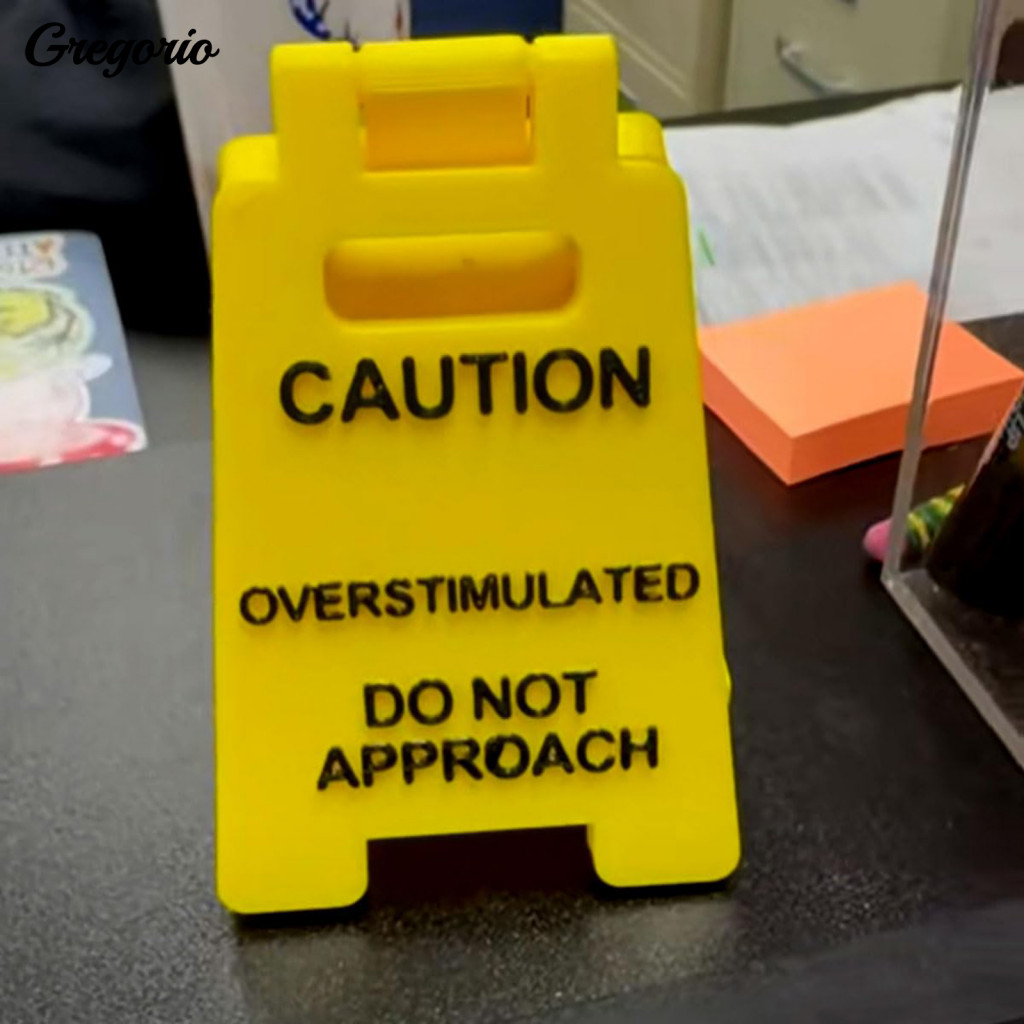Treatment Room Safety Sign 1 or 2 Pcs Funny 3d Printed Overstimulated Desk Warning Humorous Office Signage Accessories f