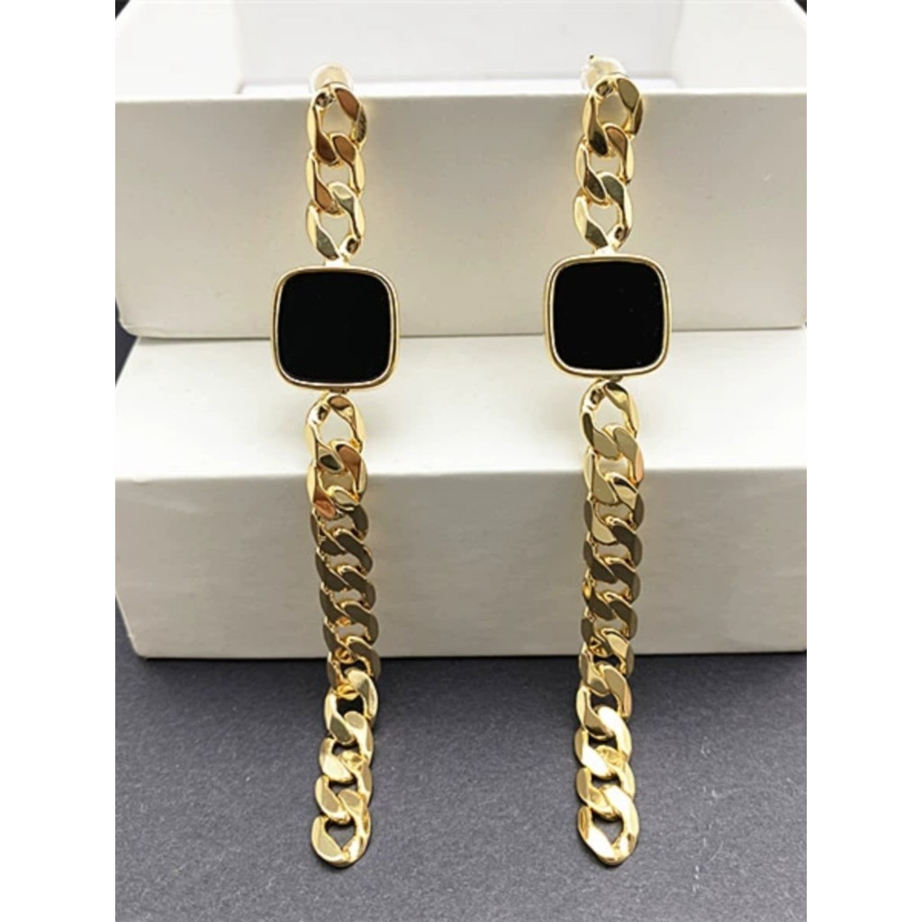 925 agulha de prata Design europeu americano sentido Metal estilo legal corrente brincos longos rosto feminino personali