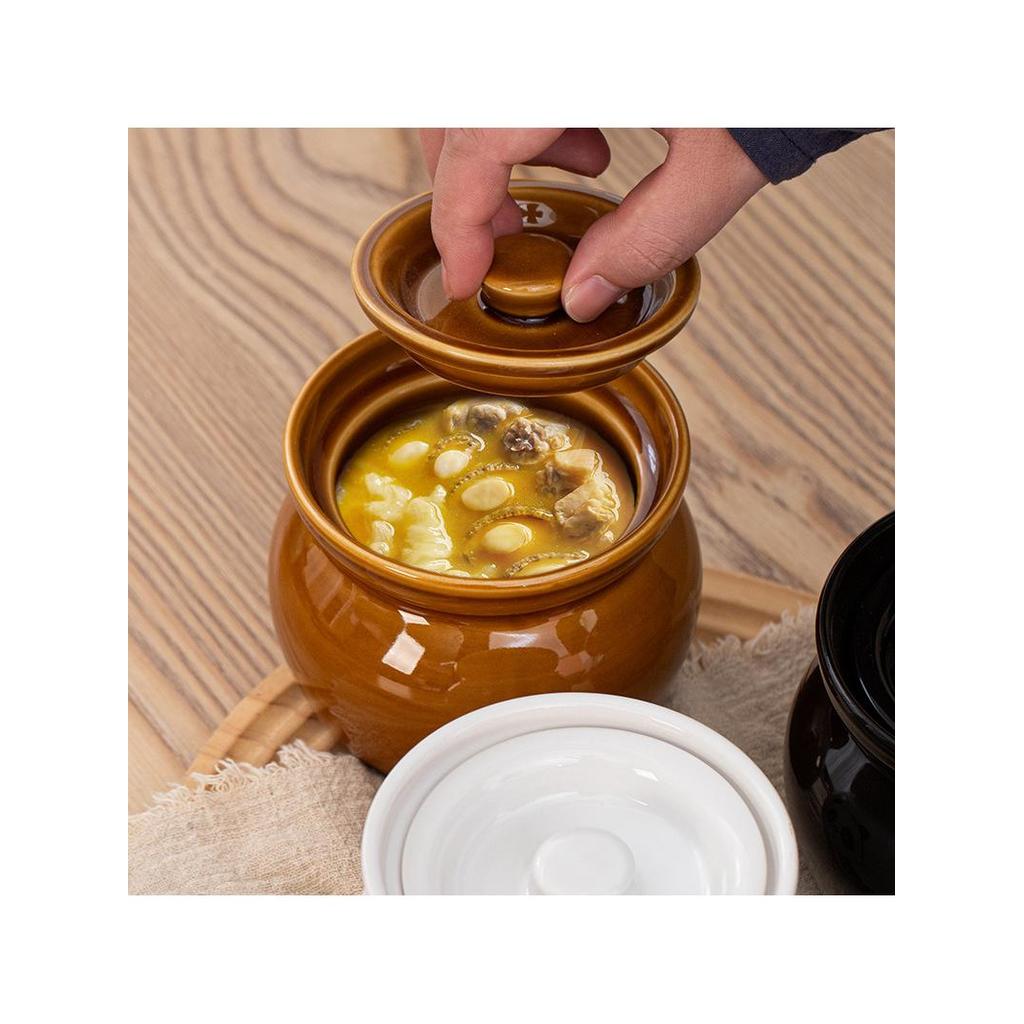 Pote de azulejo Sopa cozida Pote de guisado de cerâmica à prova d'água Pote de ensopado de ovo estufado Areia County Lan