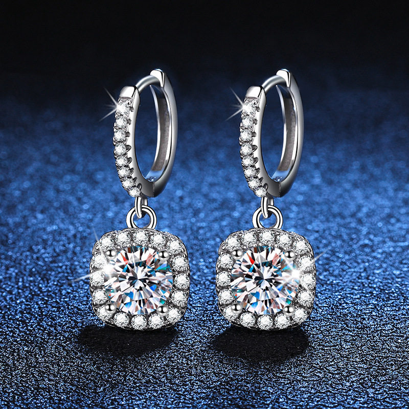 brinco feminino brinco de pressão Brincos de Moissanite feminino prata esterlina 925 diamante fivelas de orelha tempera