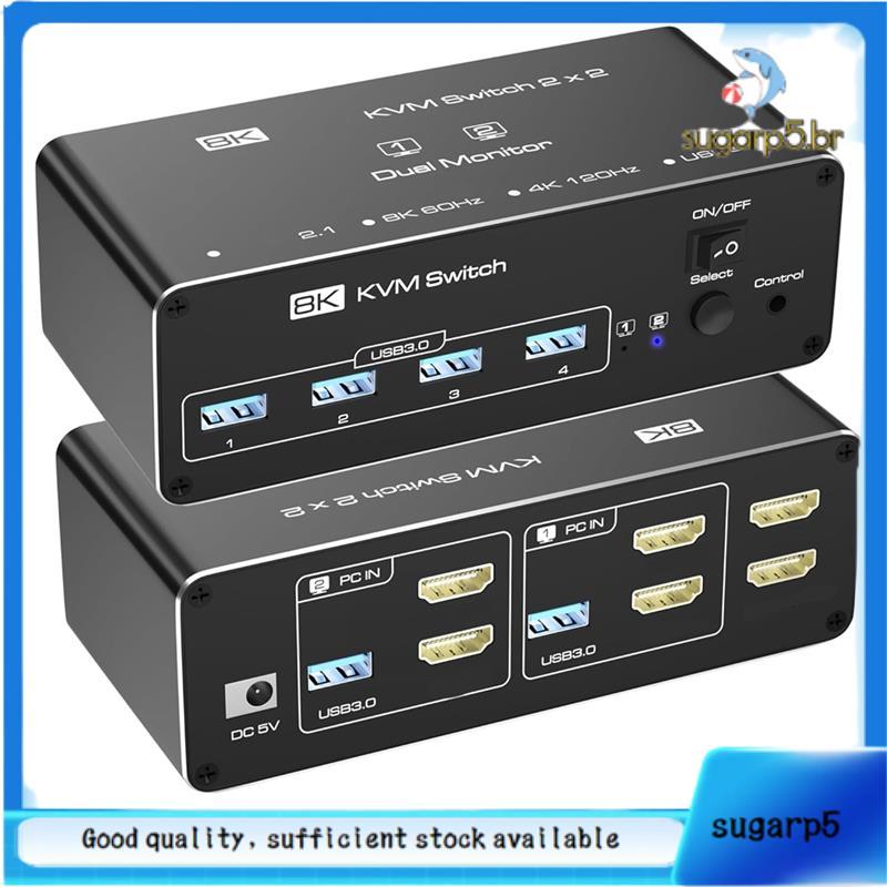 - Compatível KVM Switch 2 Monitores 2 Computadores , USB 3.0 Para 2 PCs A 2 Modo De Suporte De Exibição Estendido De Com