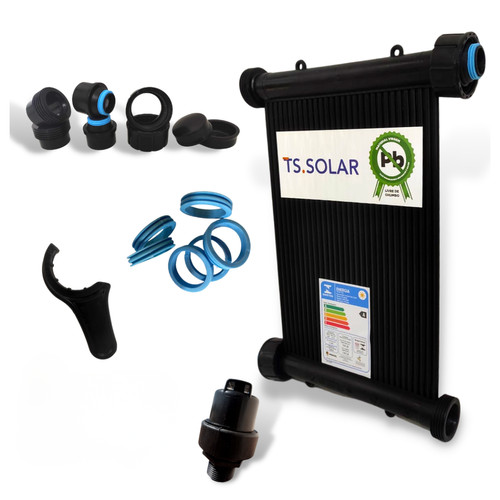 Aquecedor Solar Piscina 0.800L – 1 Placa Coletora TS Solar 2m + Válvula + Kit Instalação