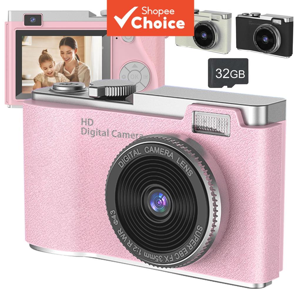 Câmera Digital para Crianças, 1080P 48MP, Câmera Digital Compacta Point and Shoot com Cartão de Memória 32GB, Presente